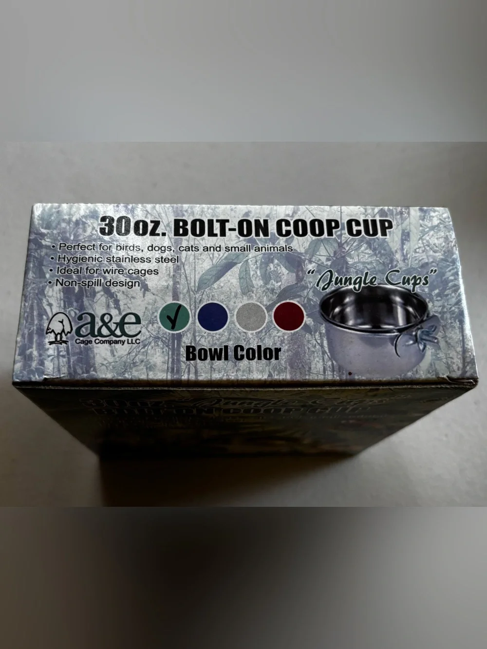 30oz “Jungle Cup” Stainless Steel Bolt-On Small Animal Coop Cup Green